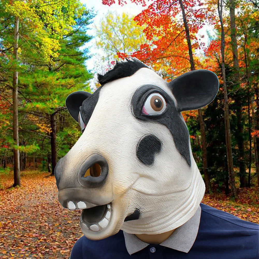 Party Masks Animal Masks Halloween Cow Latex Mask Novelty Costume Party Fancy Dress Masquerade Theater Props Carnival Helmet 230818