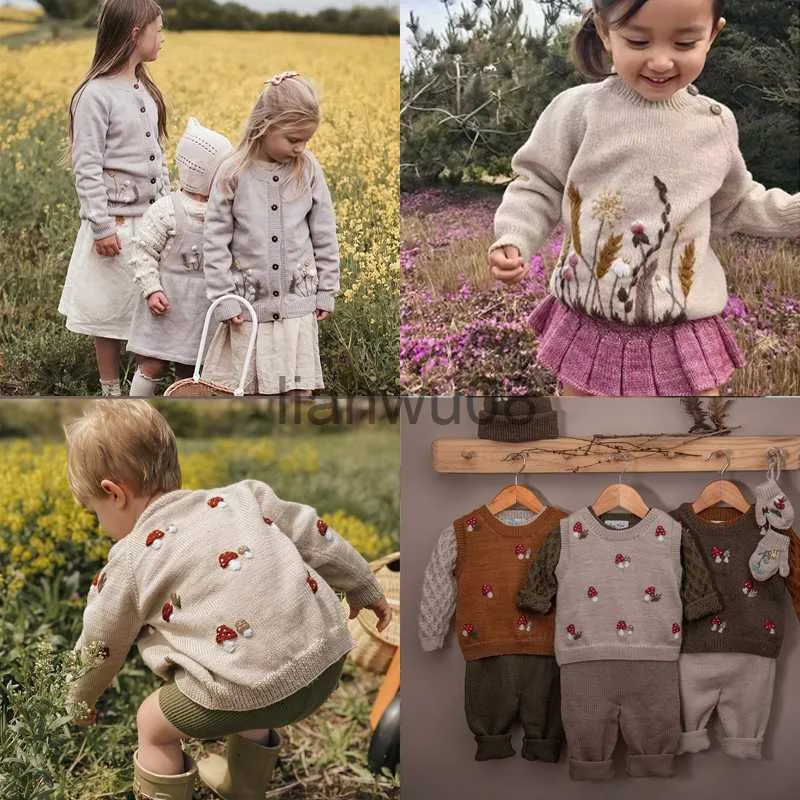 Pullover Kids Sweaters 2022 Nya vinter Shirley -märken Girks Söt stickad Cardigan Baby Toddler Cotton Outwear Tops Outwear Costume For Child X0818