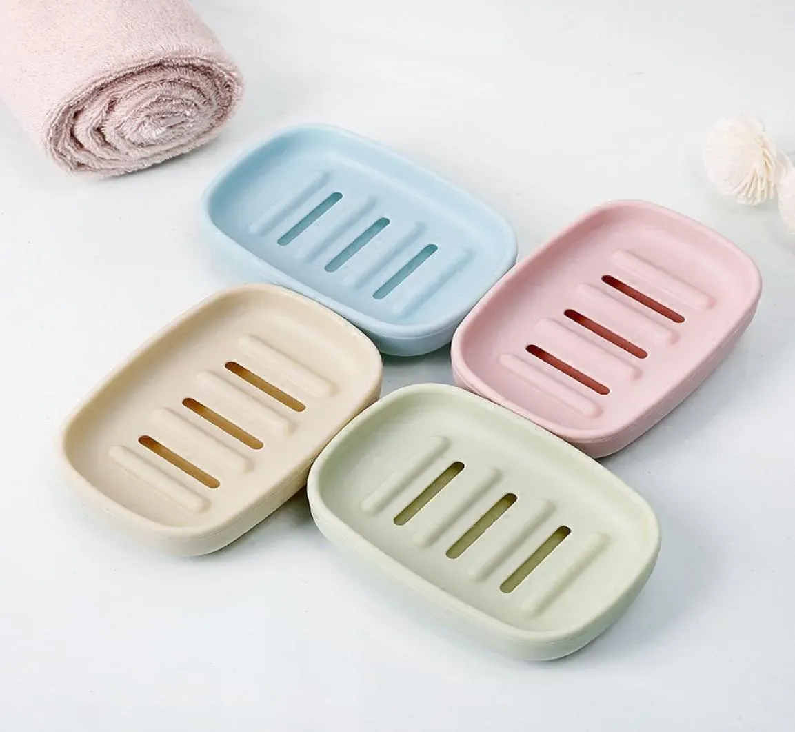 New Plastic Soap Dish Plate Bathroom Creative Double Draining Soap Holder White Non Slip Soap Boxes Tray Bath Supplies Whole