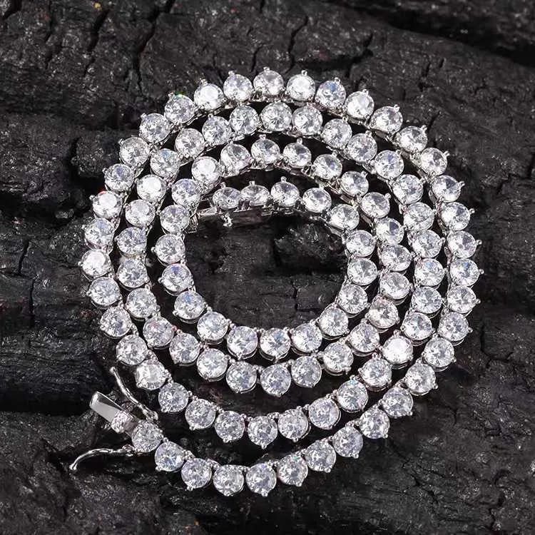 3 Griffes 3 Mm Plaqué Or 925 Argent Sterling Vvs Moissanite Diamant Tennis Chaîne Bracelet Collier