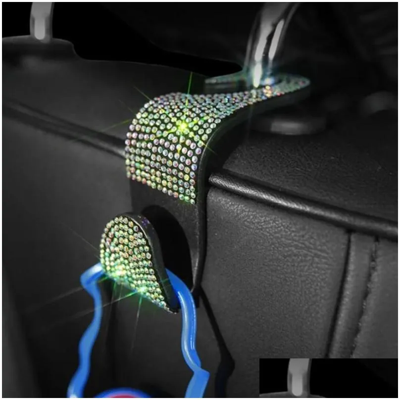 interior decorations 2pcs bling rhinestones hanger car accessories seat hook auto coat back universal storage holder