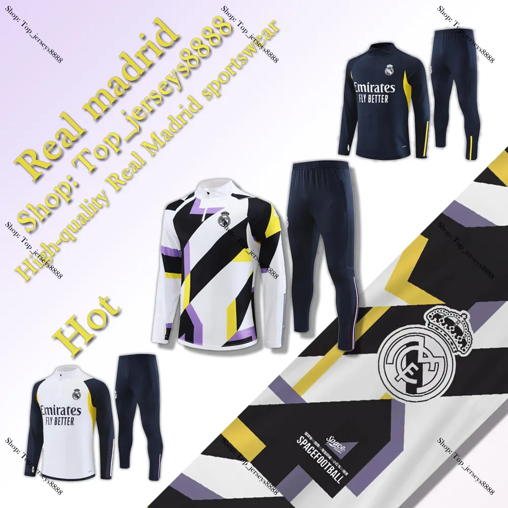 22 23 24 Real Madrids men kids tracksuit football training suit jerseys kit  2023 2024 Barcelona soccer tracksuits jacket jogging set survetement