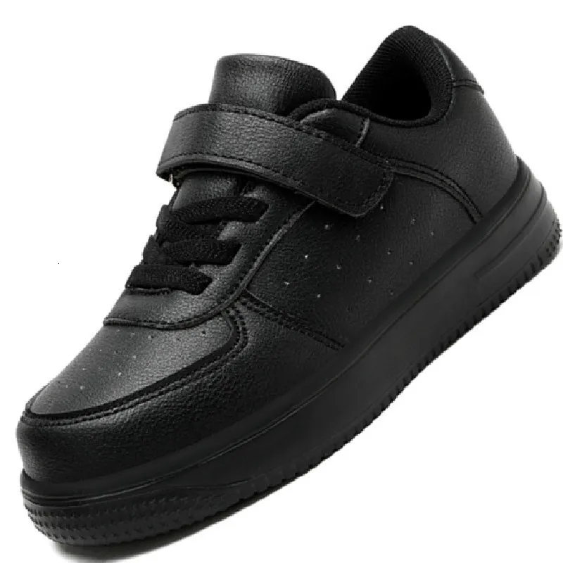 Athlétique En Plein Air Plate-Forme PU En Cuir Respirant Enfants Baskets Casual Enfants Bébé Chaussures Noir Blanc Tout-petit Filles Garçons Courir Sport 230818