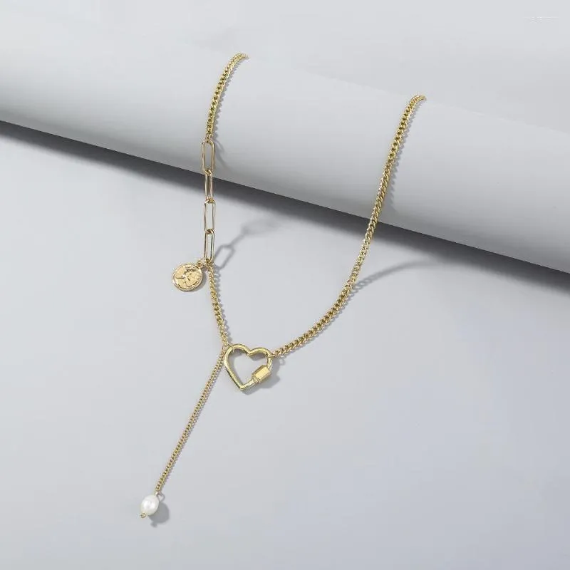 Collier en perles d'eau douce naturelles ovales en forme de cœur pour femme, simple, élégant, tendance, bijoux, cadeau_voghion.com