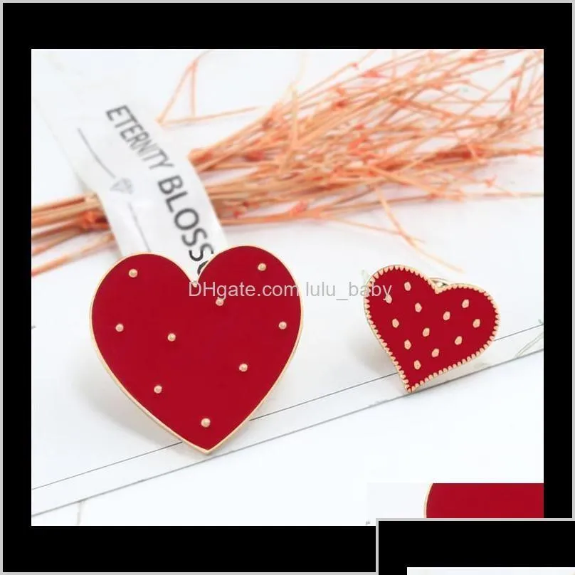 Pins Brooches Pins Drop Delivery 2021 Cartoon Red Big Small Heart Enamel Cute Women Brooch Denim Jackets Lapel Pin Decoration Badge J Dhiug