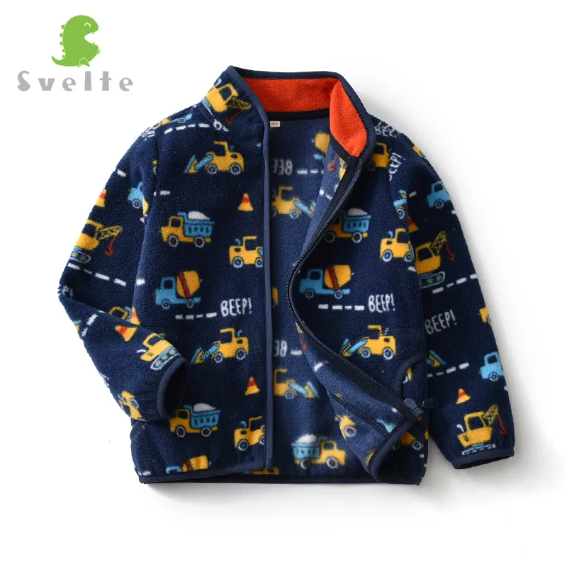 Vestes svelte 214 ans veste en toison garçons pour manteau d'hiver d'automne imprimé motif pour enfants cardigan sweater vêtements 230817