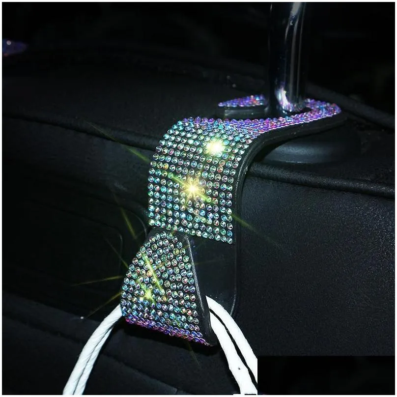 interior decorations 2pcs bling rhinestones hanger car accessories seat hook auto coat back universal storage holder