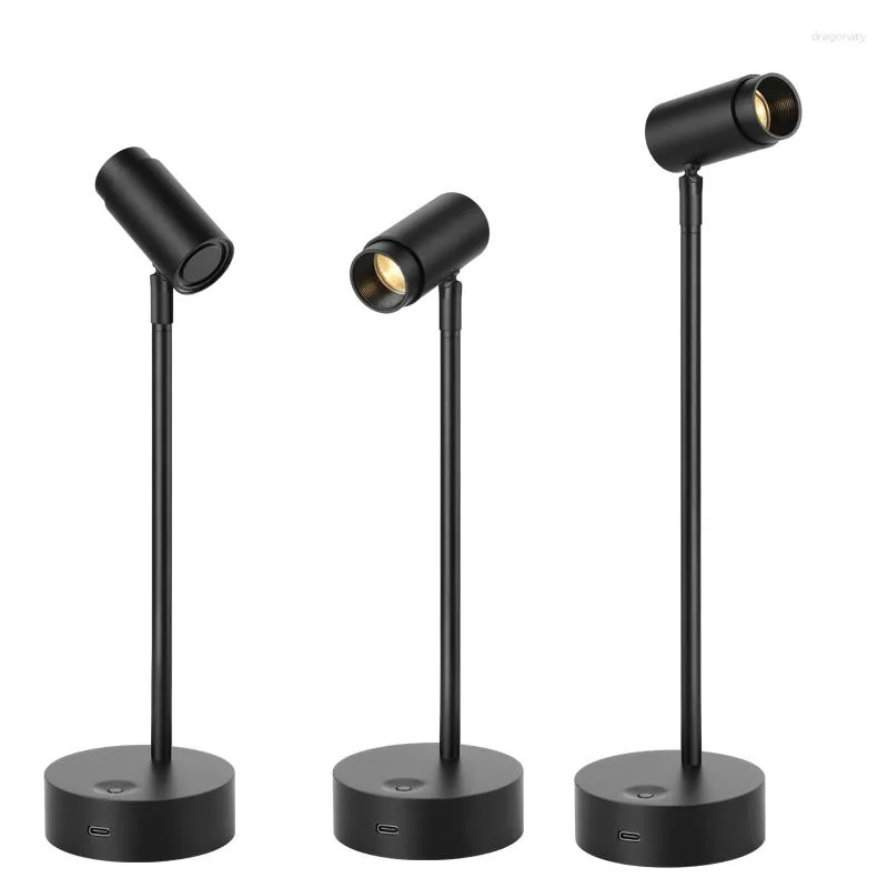 Table Lamps Indoor 3W LED Zoom Light Stand Pole Lamp Spotlight With Base Jewelry/Phone Shop Cabinet Exhibition Black Shell