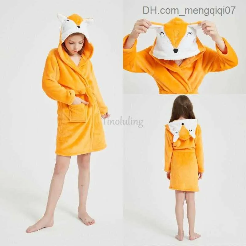 Towels Robes Unisex baby bathtub fox dog unicorn animal cartoon hooded bathtub 4-12 year old children's pajamas Kigurumi bath towel girls' kimono Z230819