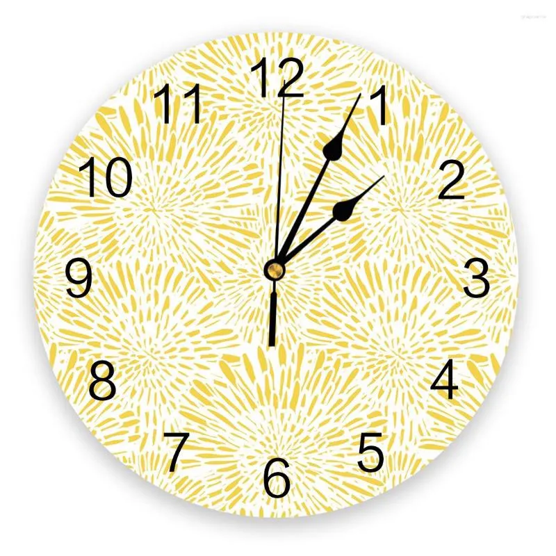 Orologi da parete fuochi d'artificio a dispersione giallo orologio 3d design moderno soggiorno decorazione cucina arte orologio decorazioni per la casa