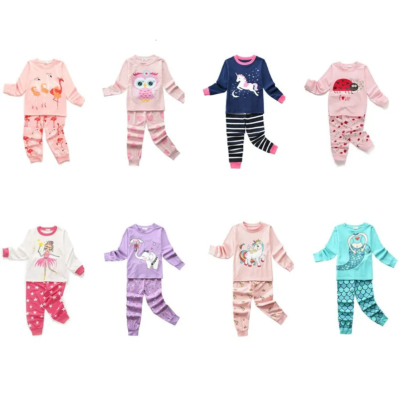 Conjuntos de ropa Bebé niña Pijamas Niñas Primavera Otoño Algodón Ropa de dormir Traje Niños Estampado de dibujos animados Manga larga Servicio a domicilio Ropa 27 Y 230818