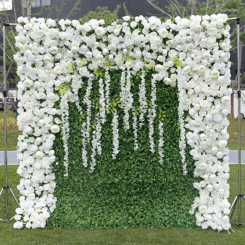 장식용 꽃 Tongfeng White Wedding Party 배경 장식 인공 실크 장미실 ​​홈 화환 3D 롤업 천 직물 꽃