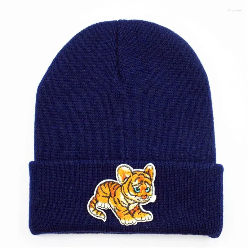 Boinas de algodão Tigre Animal Borderyp Epickle Knit Hat Winter Hors Skullies Cap Beanie para homens e mulheres 313