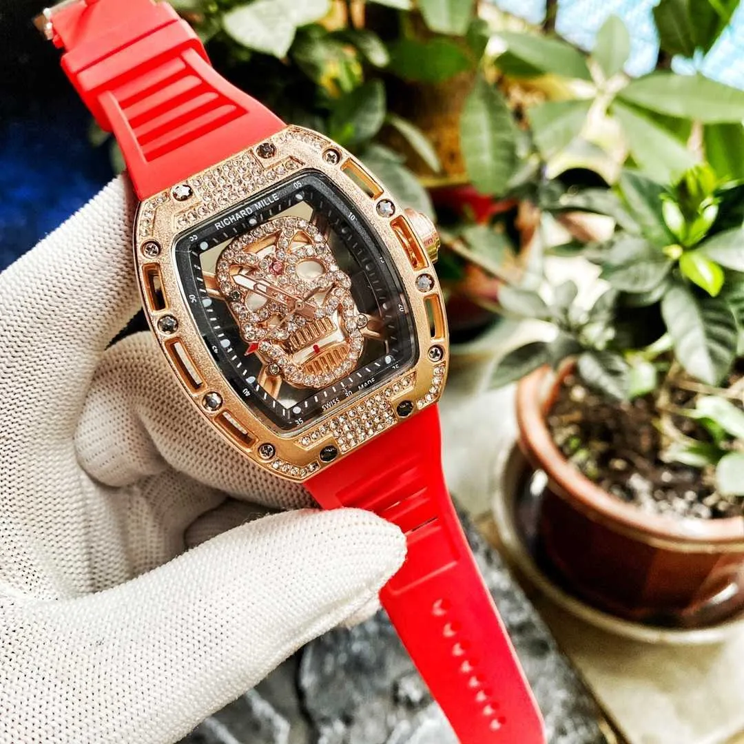 designer elegant men diamond watch rm052 watches NBC1 high quality quartz movement iced out diamond bezel leather strap prx uhr perfect gift with box