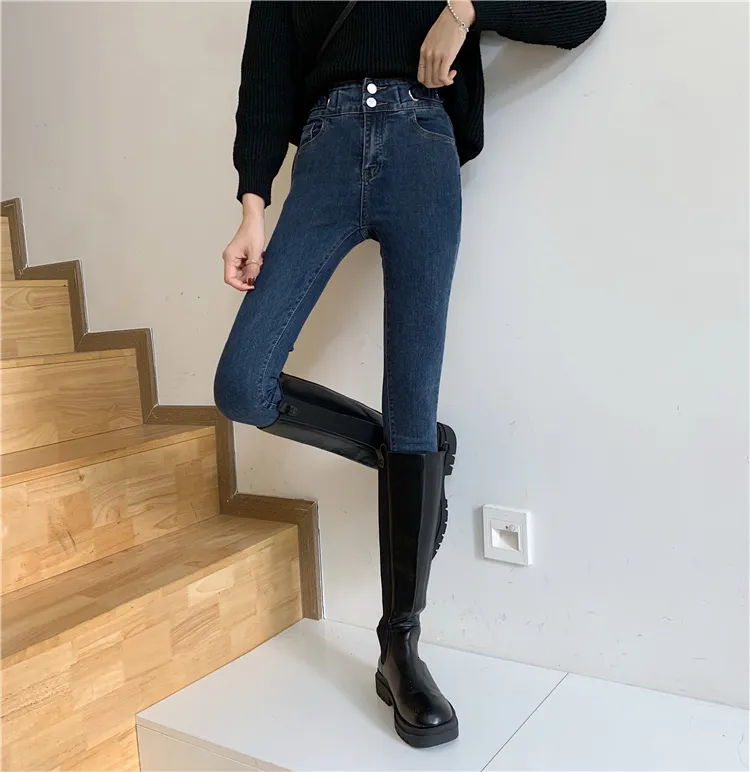 Jeans pour femmes N4075 mode allmatch taille haute pantalon crayon slim tempérament pantalon jeans 230817