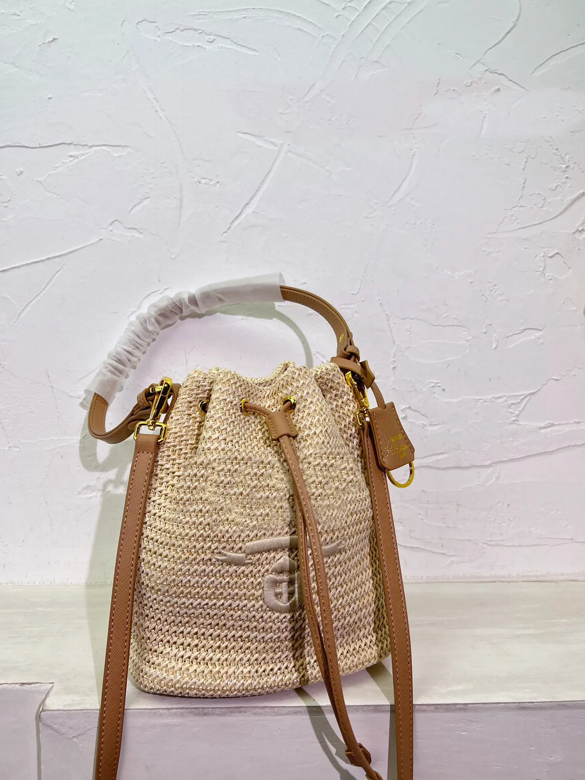 Wallets for women Designer Fashion brand logo 6 Colors Straw Woven Women Bucket Bag Shoulder Bags Hobos Laffia Grass Bag