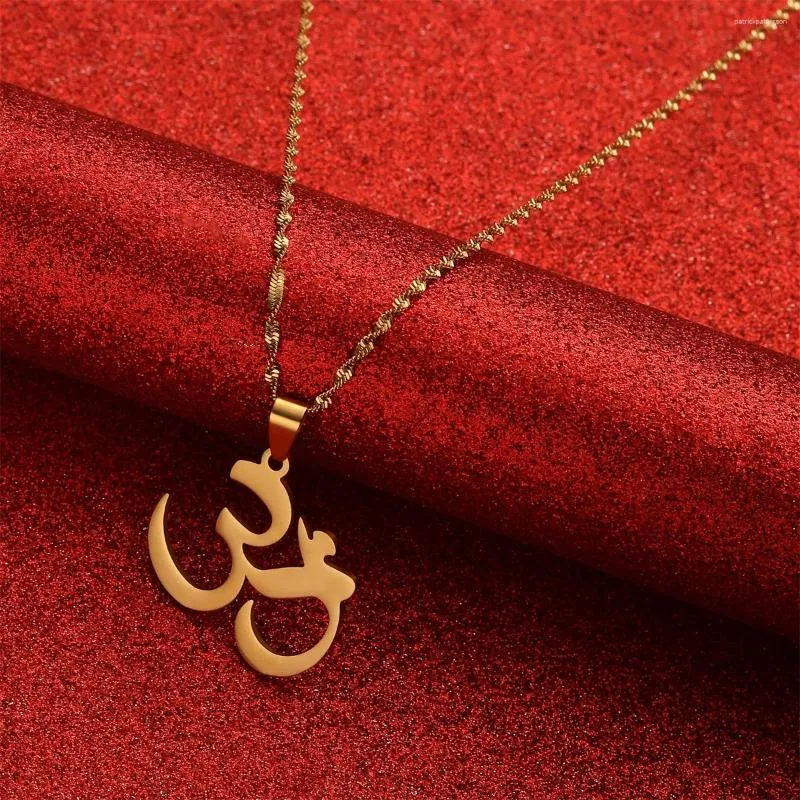 Colliers pendants India Yoga Collier Men ohm Bouddhiste hindou Aum om Hindouisme Bijoux de chaîne métallique