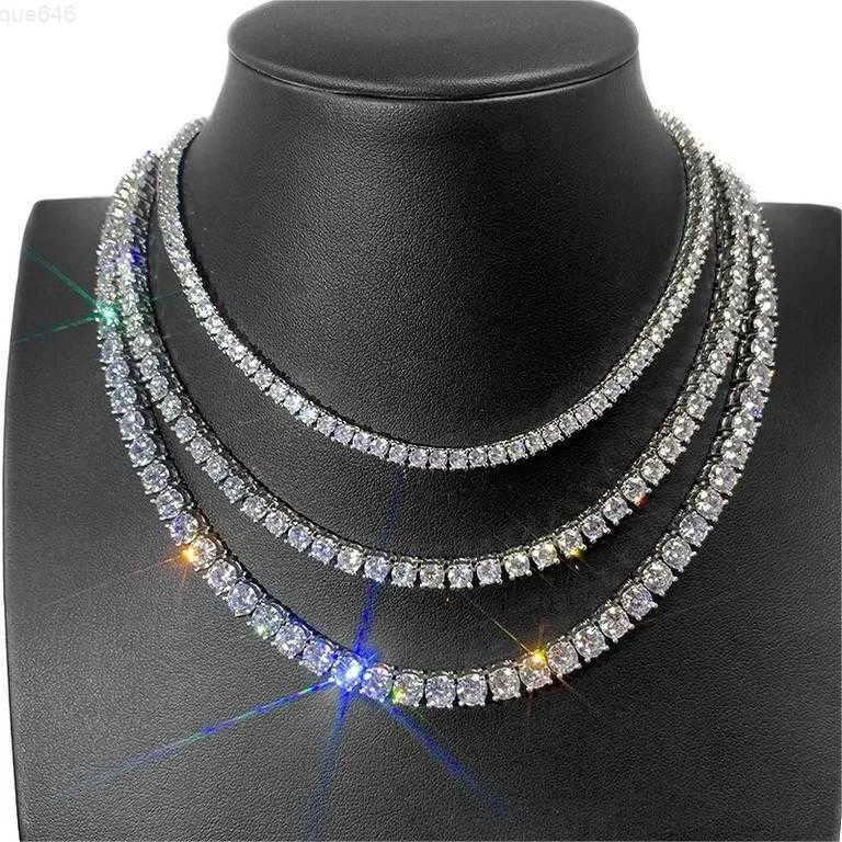 Hip Hop 16 ''-24 '' Collana da tennis placcata in oro bianco con 3 mm 0,1 CT VVS VVS Moissanite Diamond Chain Fashion Jewelry