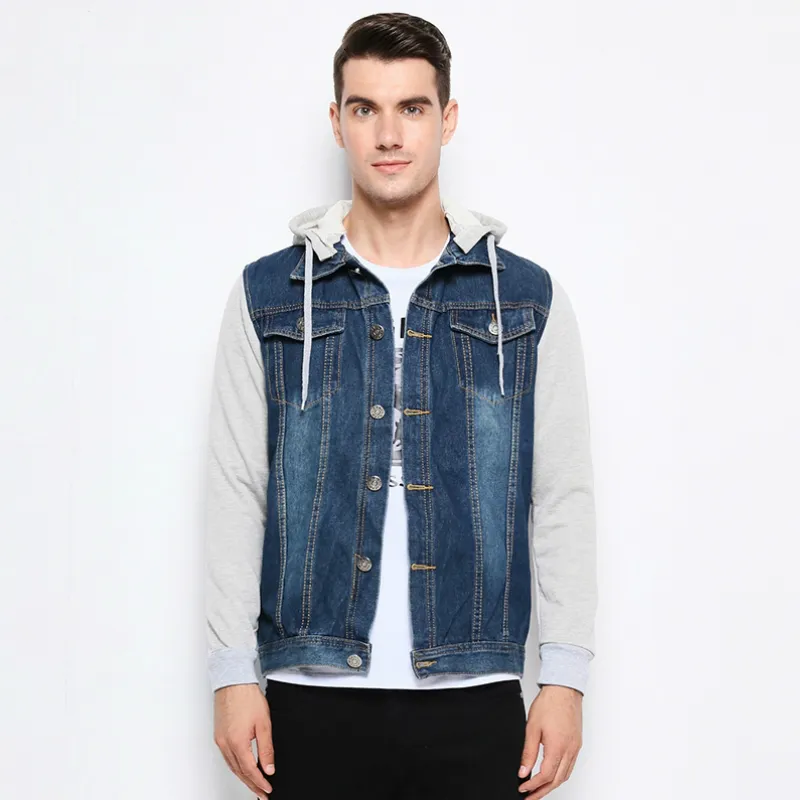 Vestes pour hommes Veste en jean hommes vestes en jean à capuche hommes mode sweats à capuche patchwork décontracté Cowboy hommes veste Streetwear hommes vestes et manteaux 230817