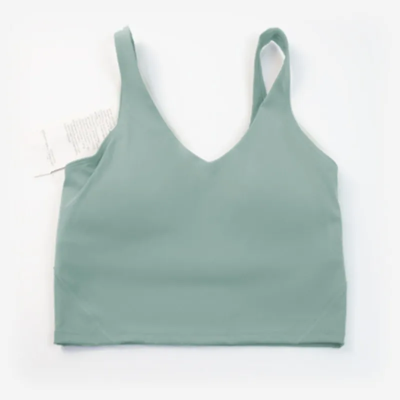 LU-88 Nepoagym PASSION Tank U-shaped Top with Shelf Built In Bra Crop Top with Removable Padding Longline Sports Bra for Yoga Gym