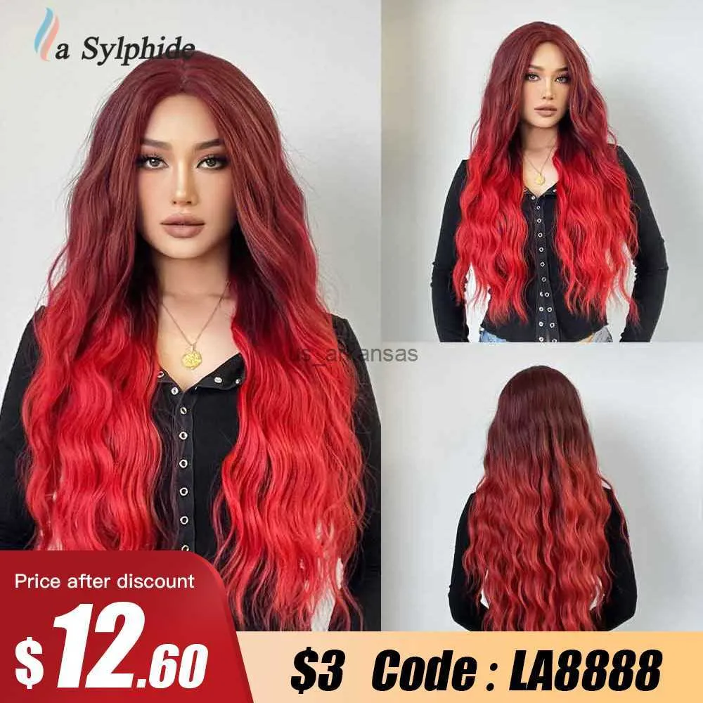 Parrucche sintetiche la silphide a onda lunga o all'ombre parrucca rossa di buona qualità parrucche sintetiche festa del cosplay festa quotidiano parrucche naturali capelli resistenti al calore HKD230818