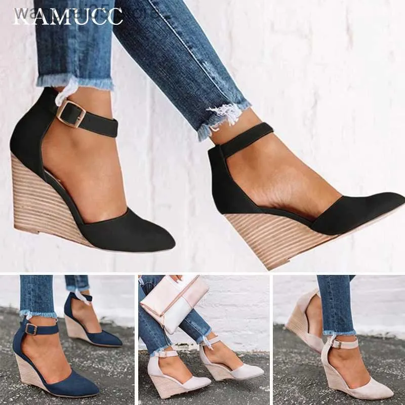 Dress Shoes Women Sandals Vintage Wedge Shoes Woman Buckle Strap Str Thick Bottom Flats Platform Sandals Flock Female Shoes Summer 2021 T230818