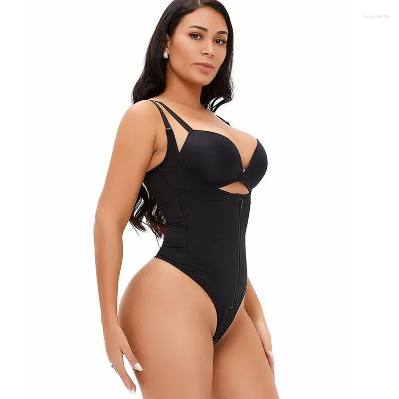 Womens Shapers Black Shoulder Strap Bodysuit Body Shaper Backless