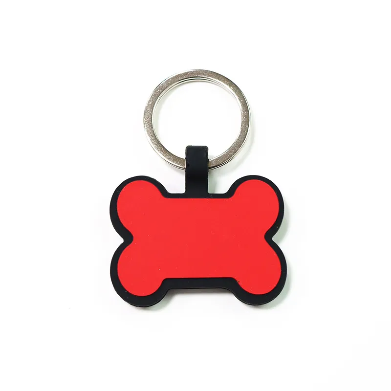 Creative Silicone Dog Tag Cat Tag Bone Shaped Pet Property Tag Silicone Keyring Silicone Pet Tag DIY Cat And Dog ID Card Multicolor Keychains