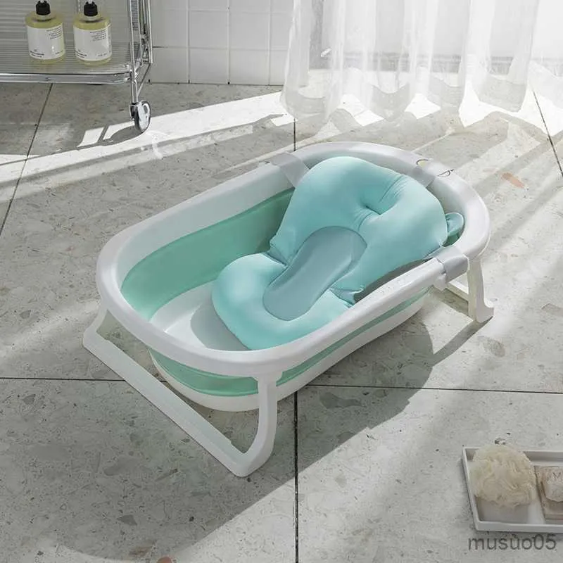 Bañera de baño asientos bañera plegable para bebés con termómetro y almohadilla de baño para niños R230818