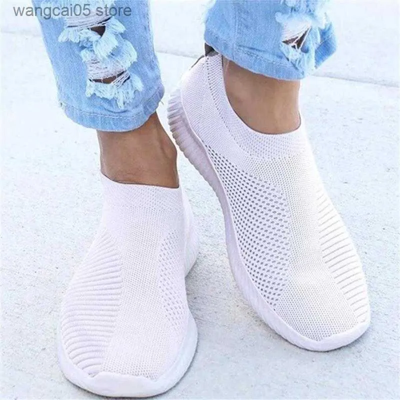 Scarpe eleganti scarpe vulcanizzate da donna sneaker a maglie casual sneaker su mocassini da donna piatta femminile a piedi solido camminare comodo calzature da donna 2023 t230818