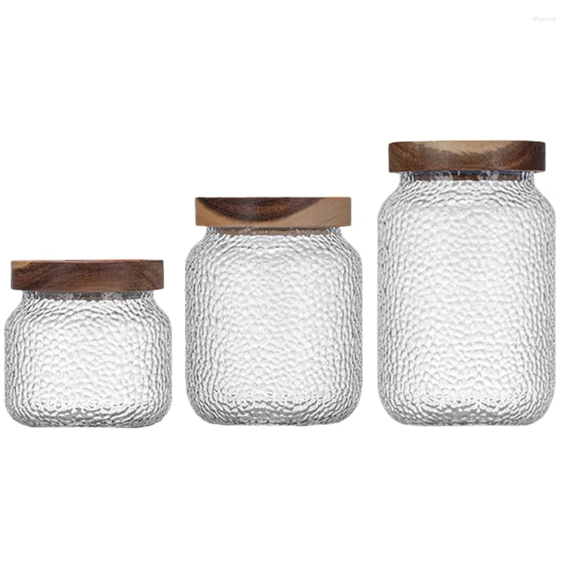 Storage Bottles Acacia Wood Glass Jar Pantry Containers Food Jars Canisters Airtight Lids