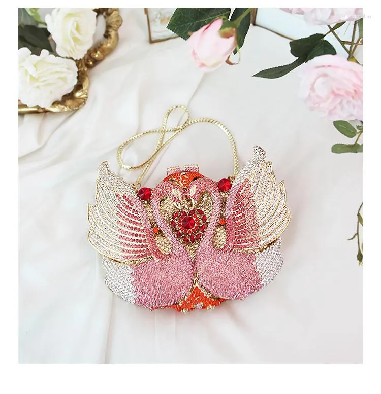 Dazzling Bird Crystal Clutch Pink Clutch Evening Bag For Women