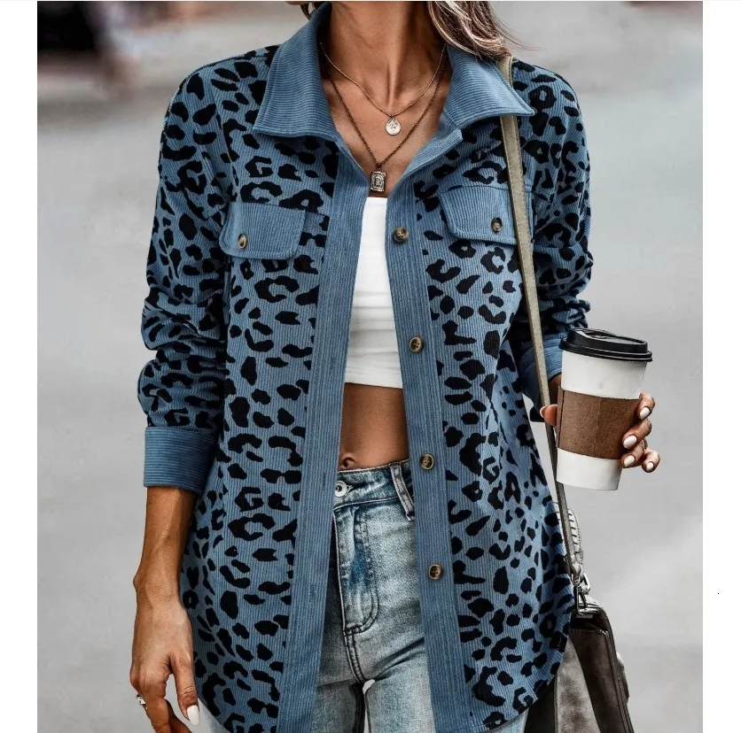 Chaquetas para mujer Moda para mujer Cuello de solapa Ropa sexy para niñas Otoño Vintage Estampado de leopardo Top Prendas de abrigo para mujer Abrigos de bolsillo con soporte 230818