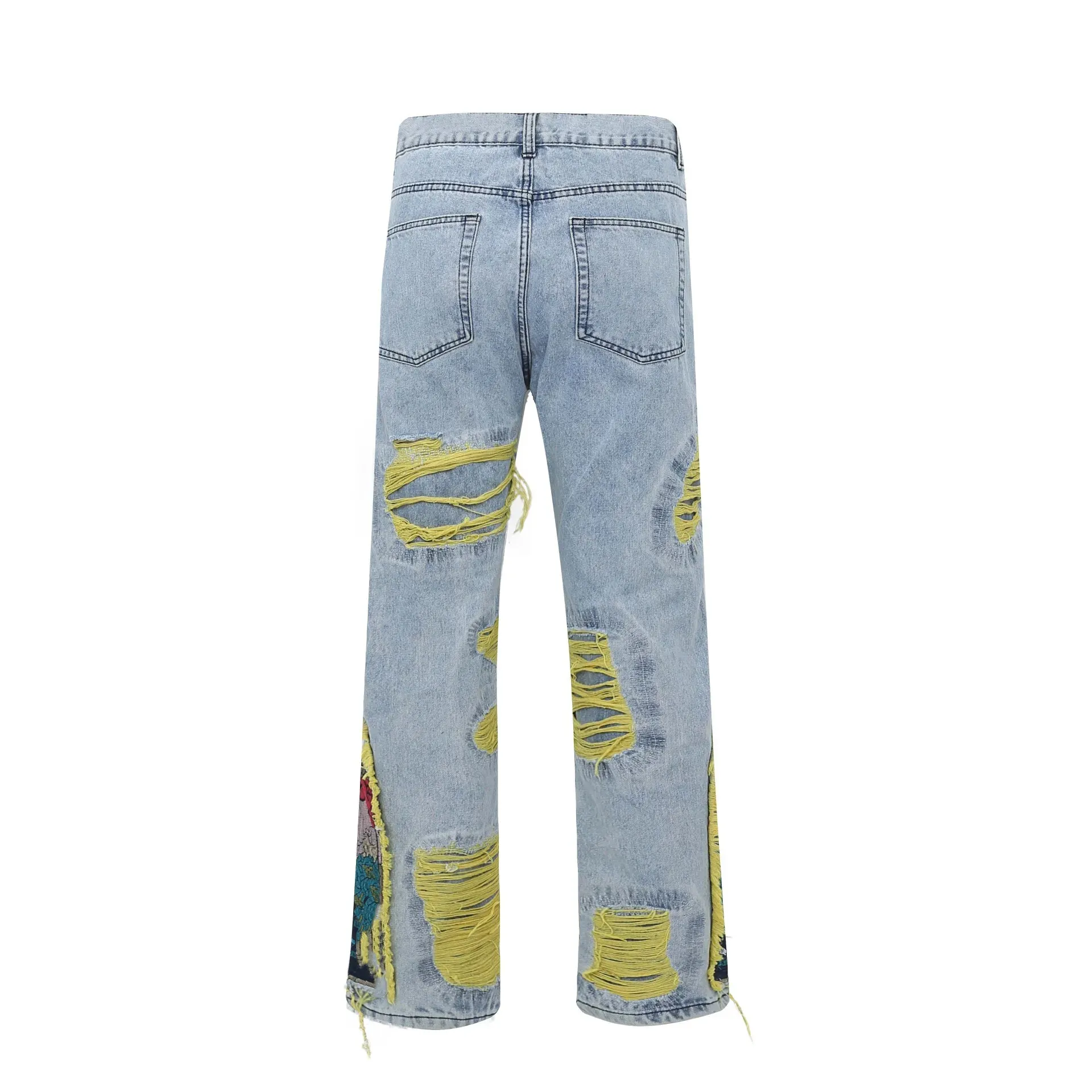 Mens Jeans Oversized Designer Denim Embroidered Ripped Jean High Street Hole Wide-leg Trousers Casual Clothing Pants S-3XL Megogh-8 CXG8181