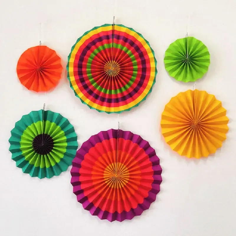 6st/Set Paper Fans Decoration Set Hanging DIY Paper Craft for Wedding Birthday Baby Shower Christmas Party Home Furnishing