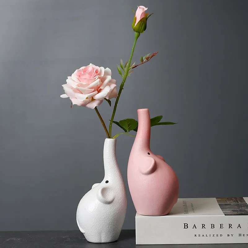 Kupalar sanat fil küçük vazo basit stil oturma odası masaüstü çiçekler yaratıcı seramik süsler 230817