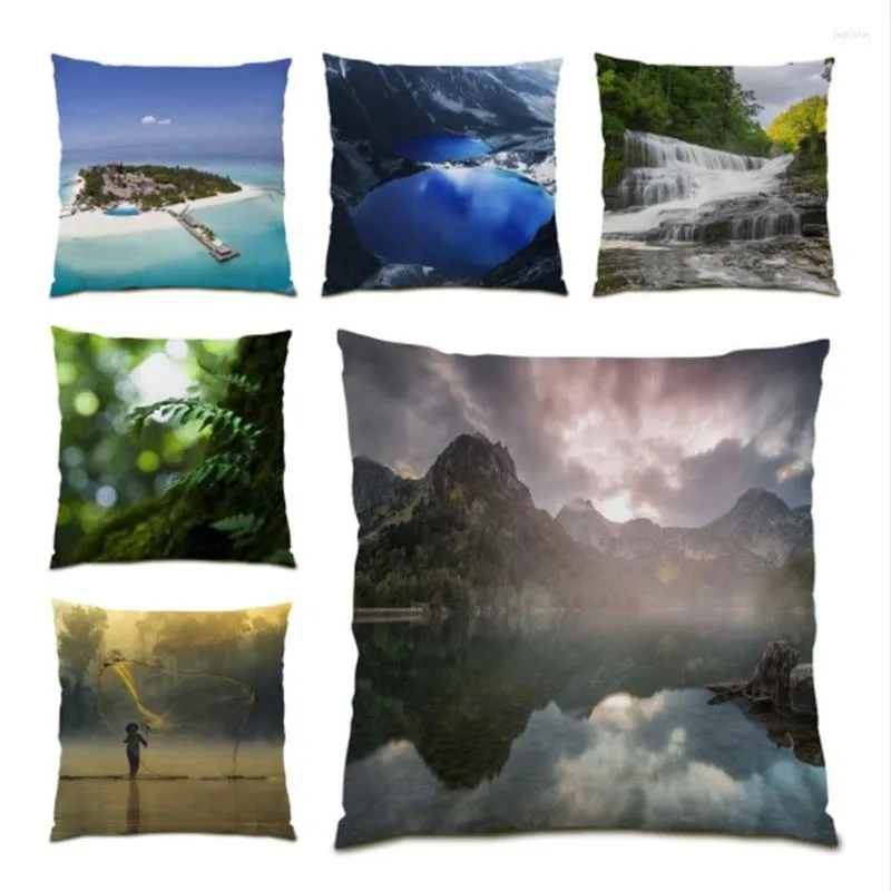 Kussen home decor natuurbanken voor woonkamer decoratie cases real s cover luxe polyester linnen linnen 45x45 cm e0819