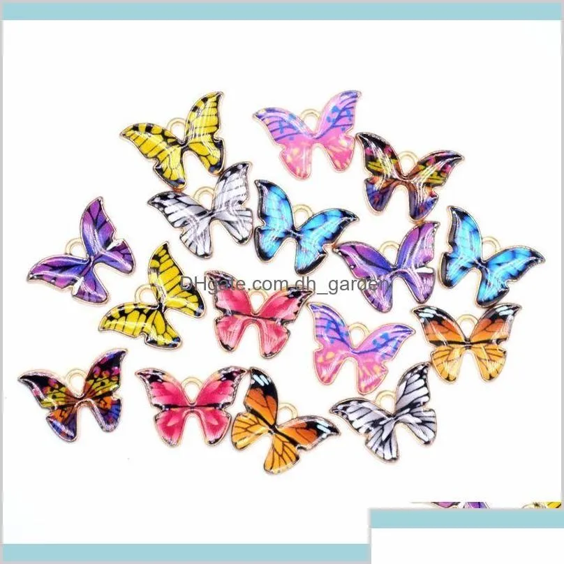 Charms colorf Butterfly Pingente 100pcs lote 12x15mm pingentes de animais de animal de esmal