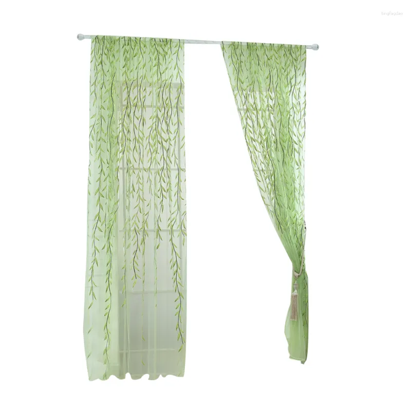 Rideau transparent en tulle transparent piste d'écran transparent rideaux voile rideaux avec motif en osier pour le salon de la chambre 100x200cm