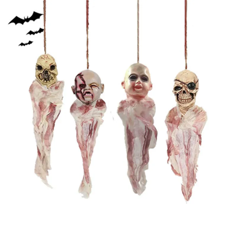 Other Event Party Supplies Halloween Props Ghosts Horror Hanging Ghost Head Bar Haunted House Decoration Arrangement Scary Skull Decoration Props 230817