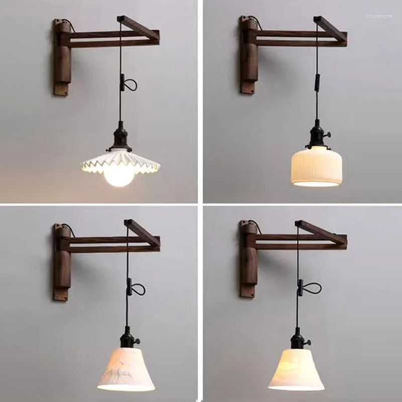 Wandlamp Noonbaar houten opvouwbaar licht Verschuivbare rockerarm voor woonkamer Minimalistische lampen keukendecoratie