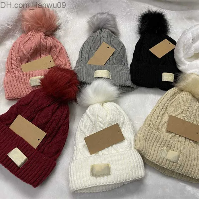 Beanie/Skull Caps Damesontwerper Beanie Hat Warm Autumn Women Wool Knit Beanie Ladies Cap Spring Skull Hats voor vrouwelijke Z230819