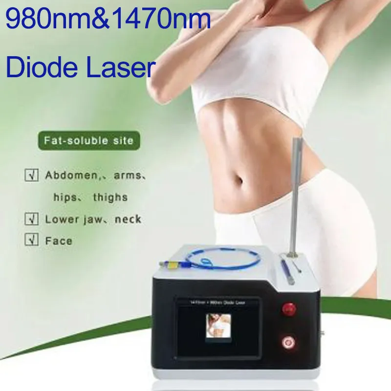 Professionell 980m 1470m Endolaser Laser Liposduktion Lipolys Fat Reduction Cellulite Borttagning Body Slimming Machine