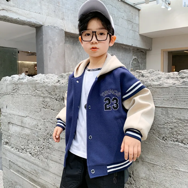 Jackets Boys Autumn Spring Coat School Casual Kinderen Outsly Loar Kids Clothing Letter Baseball Uniform 4 6 8 10 Y 230817