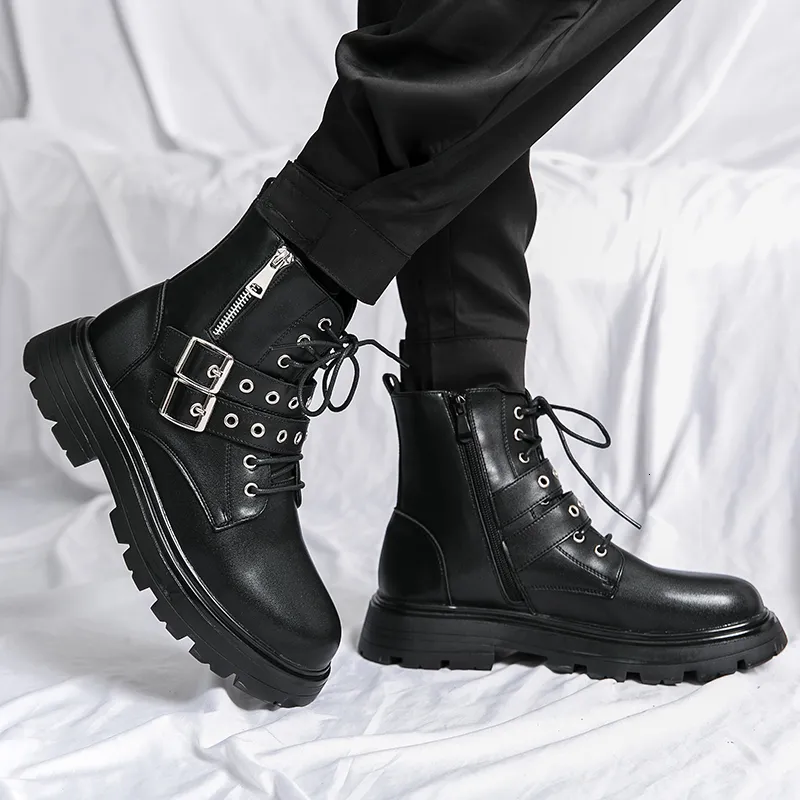 Boots Luxury Brand Black Mens Chelsea Gothic Biker Cuir Cuir Outdoor Ankle For Men MO51382 230817