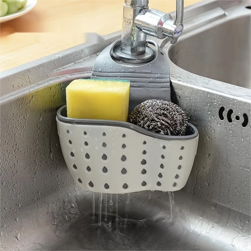 Food Storage Organization Sets 1pc Kitchen Organizer Adjustable Snap Sink Sponge Holder Hanging Drain Basket Gadgets 230817