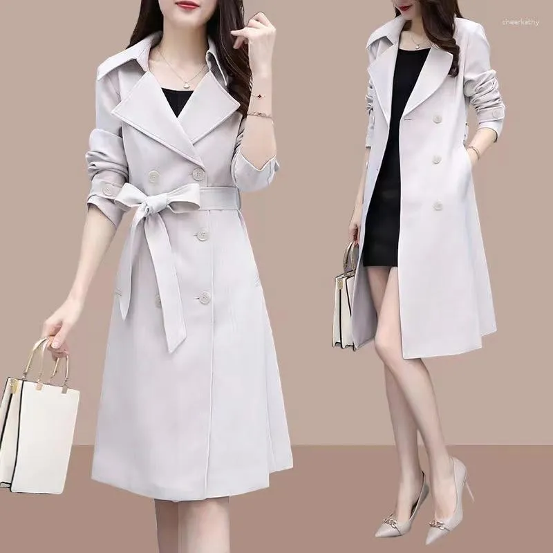 Trench-Cods Coats Casual Thin Moue 2023 Femmes Diswear Mid Long Slim Troproproof Spring Female Briller Mujer M-3XL