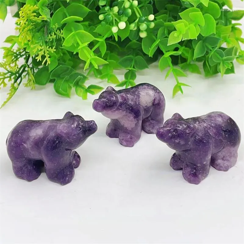 Figurine decorative 5 cm Naturale Purple Mica Orso Figurina Statue intagliata Statue Animal Fashion Ornament Art Art Regal 1pcs 1pcs