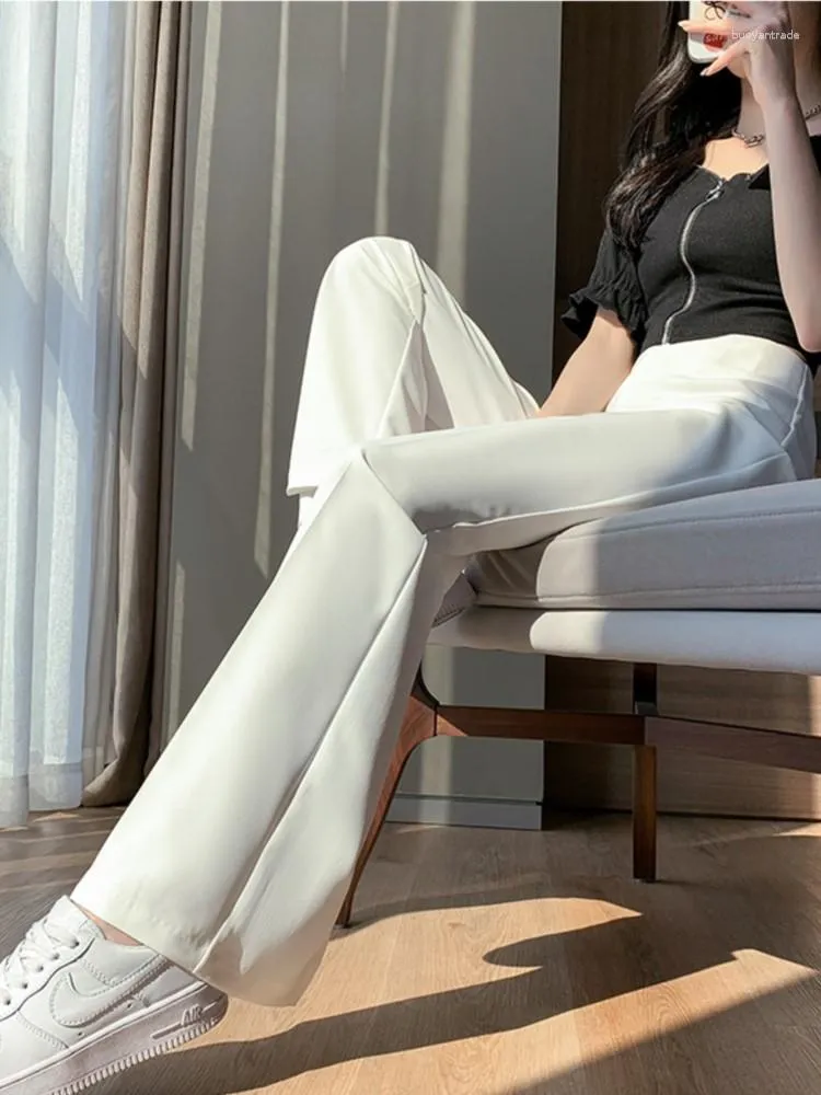 Frauenhose Herbst Frauen Chic Office Tragen Sie gerade Vintage lässige lockere Weitbeinhosen Mode koreanische Schwarze Business Pantalon