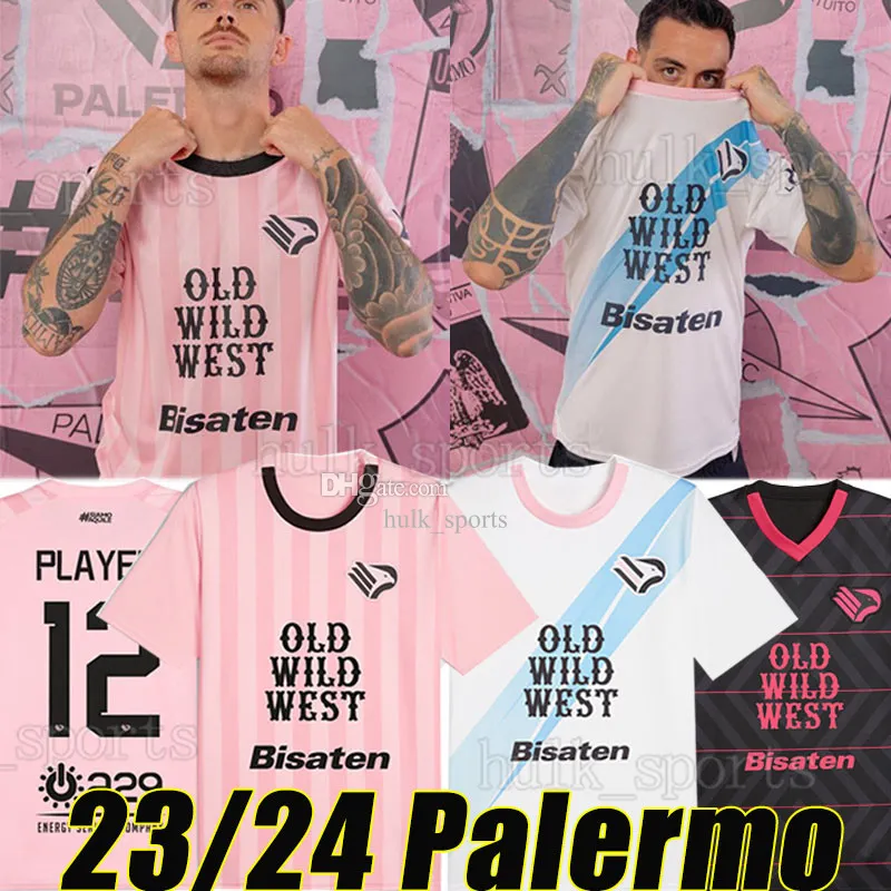 23/24 Palermo Mens Soccer Jerseys Segre Damiani Saric Buttaro Brunori Home Away 3rd Whie Football Shirts krótkie rękawowe mundur